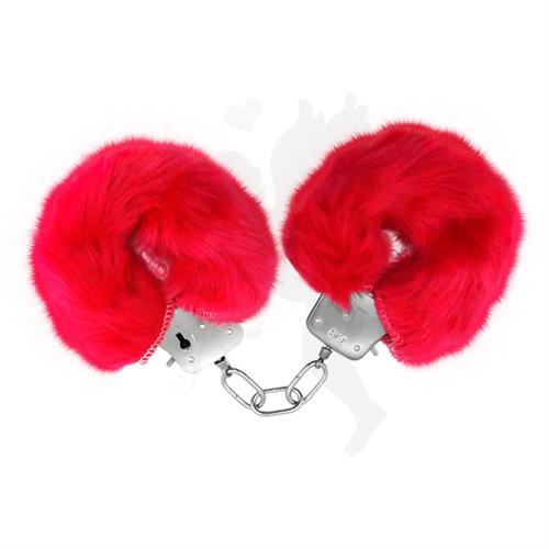 Esposas de metal cubiertas de peluche rosa